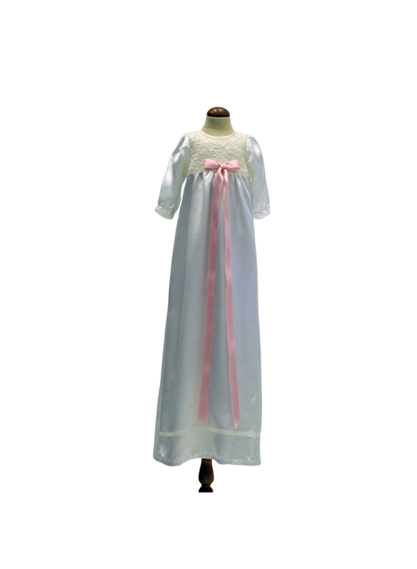Baptism gown with long sleeve and lace. 10 choices of  bow - Grace of Sweden