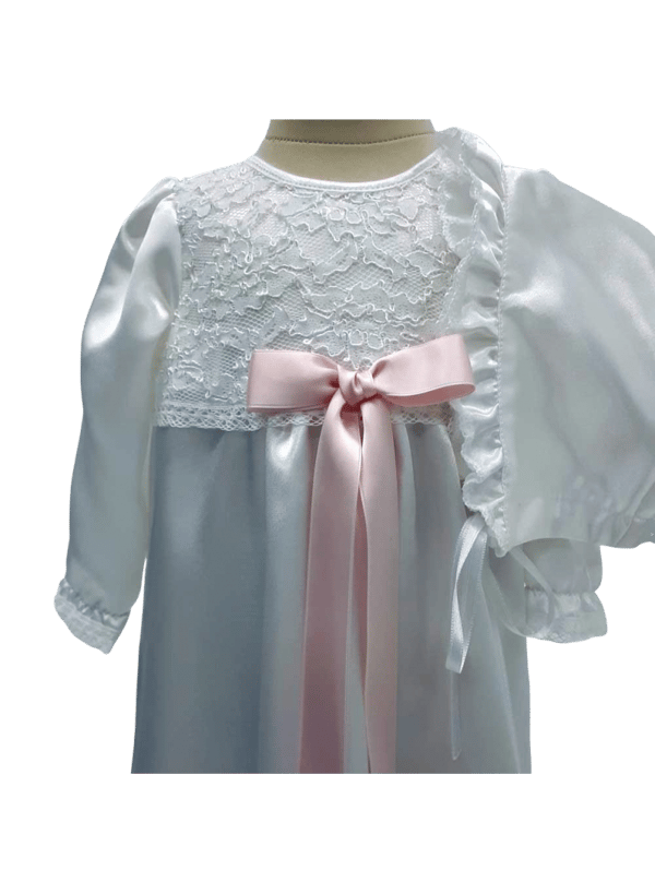 White lace Christening gown and bonnet, 10 choices of  bow – Grace of sweden Ma.V