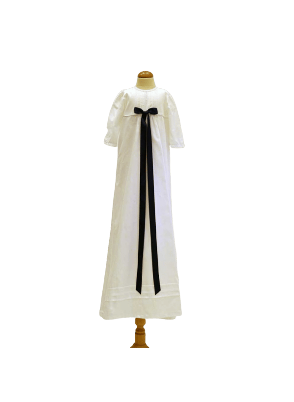 Christening gown - Grace of Sweden - In white cotton satin, 10 choices of bow