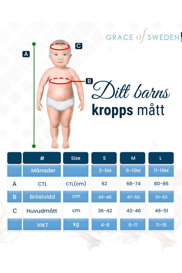 Dopklänning Rose Grace of Sweden, med kort ärm och fritt val av rosett