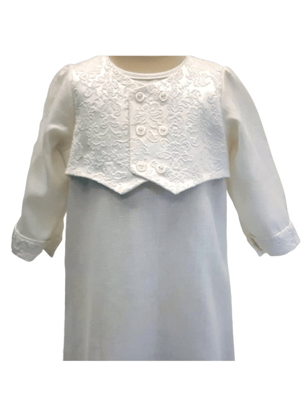Christening gown for boys,  Grace of Sweden, With brocade vest and bonnet