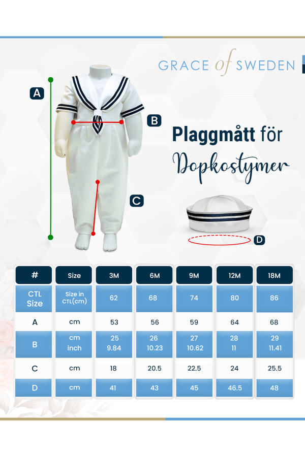 Off white Baptism suite, Christening suite for boys from Grace of Sweden - Sailor suite for baby