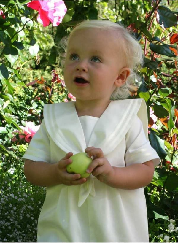 Off white Baptism suite, Christening suite for boys from Grace of Sweden - Sailor suite for baby