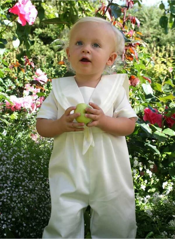 Off white Baptism suite, Christening suite for boys from Grace of Sweden - Sailor suite for baby