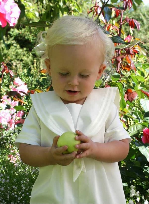 Off white Baptism suite, Christening suite for boys from Grace of Sweden - Sailor suite for baby