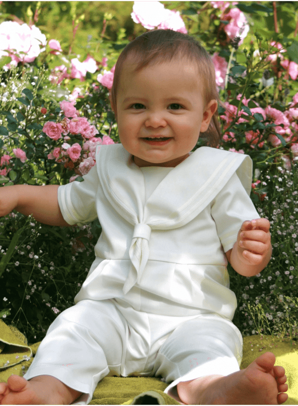 Off white Baptism suite, Christening suite for boys from Grace of Sweden - Sailor suite for baby