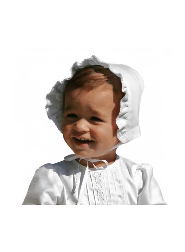 White cotton Christening gown with bonnet, 10 bow options – Grace of sweden