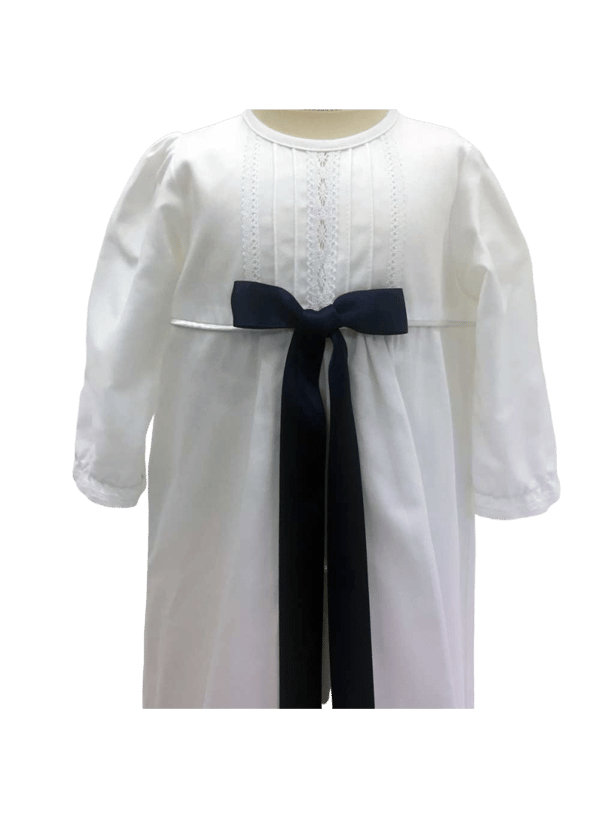 White cotton Christening gown with bonnet and 10 choices of bows – Grace of sweden