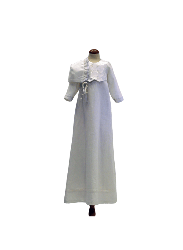 Christening gown for boys - Grace of Sweden - In linen with brocade vest and bonnet