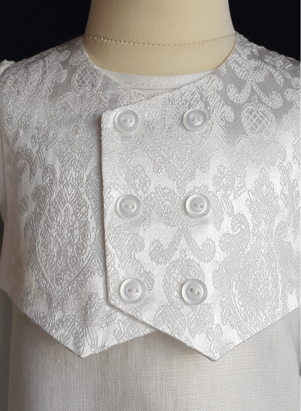 Christening gown for boys - Grace of Sweden - In linen with brocade vest and bonnet