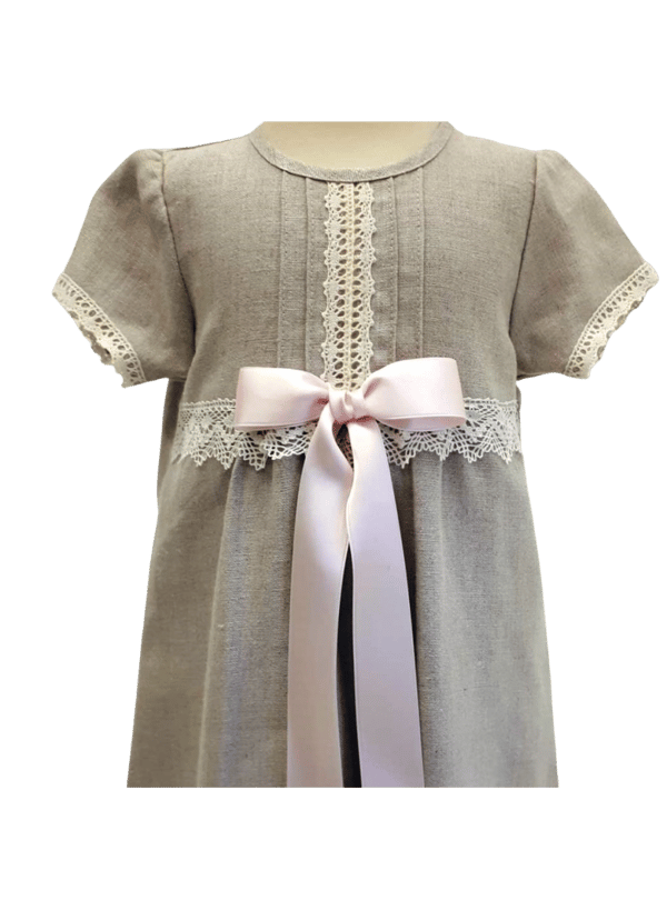 Christening gown i natural linen, 10 choices of Baptismbow, Grace of Sweden