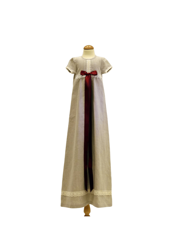 Christening gown i natural linen, 10 choices of Baptismbow, Grace of Sweden