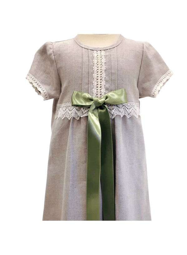 Christening gown i natural linen, 10 choices of Baptismbow, Grace of Sweden