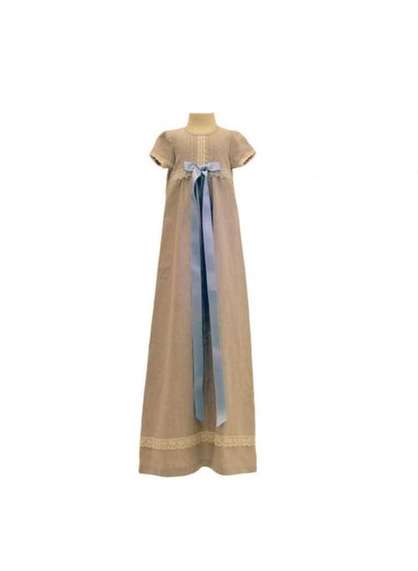 Christening gown i natural linen, 10 choices of Baptismbow, Grace of Sweden