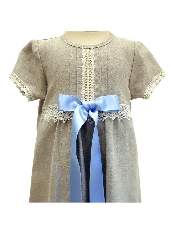 Christening gown i natural linen, 10 choices of Baptismbow, Grace of Sweden