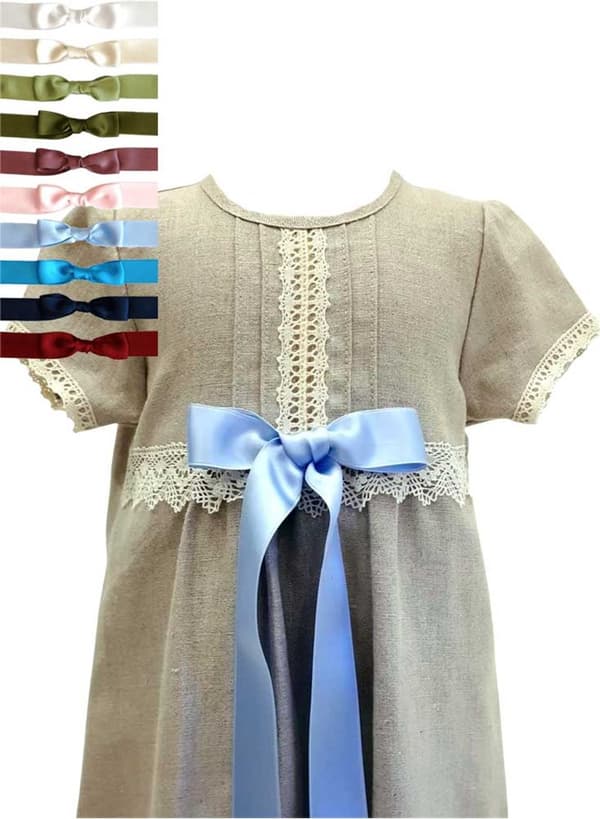 Christening gown i natural linen, 10 choices of Baptismbow, Grace of Sweden