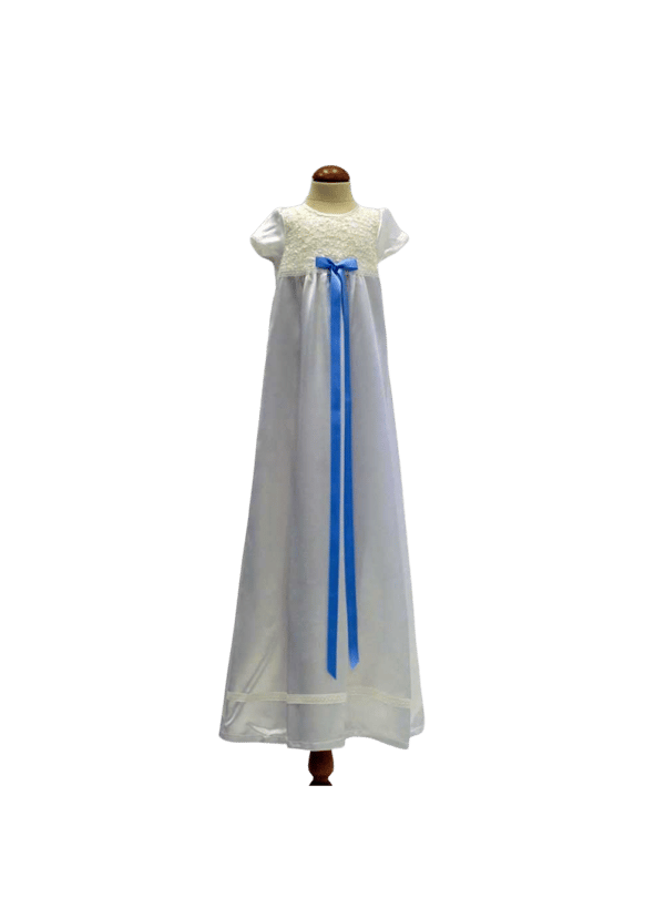 Baptism gown with short sleeve and lace. 10 choices of  bow - Grace of Sweden