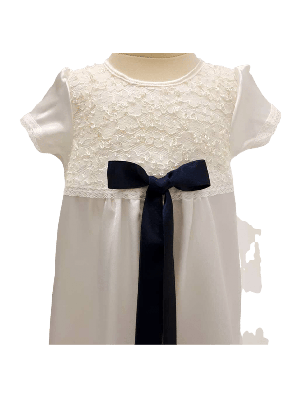 Baptism gown with short sleeve and lace. 10 choices of  bow - Grace of Sweden