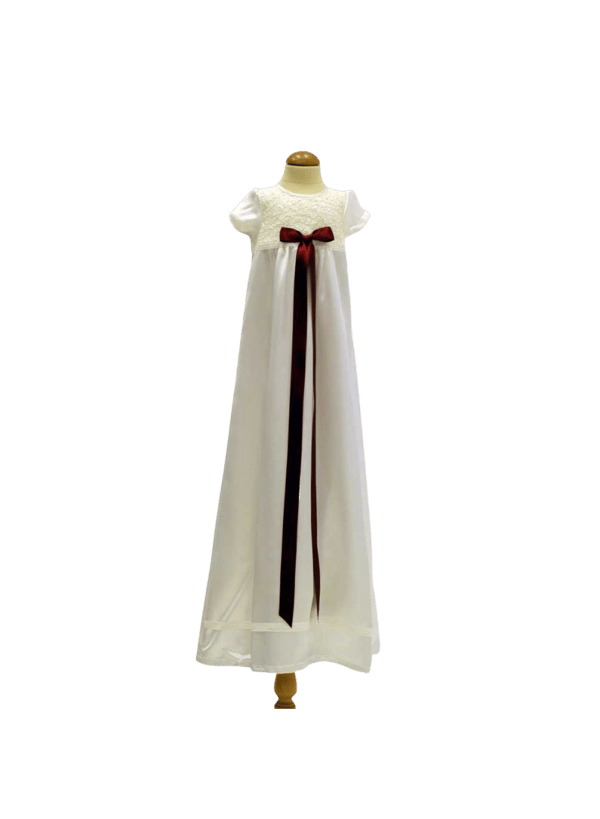 Baptism gown with short sleeve and lace. 10 choices of  bow - Grace of Sweden