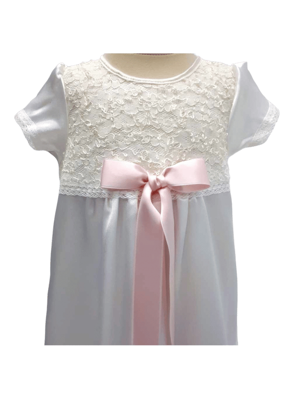 Baptism gown with short sleeve and lace. 10 choices of  bow - Grace of Sweden