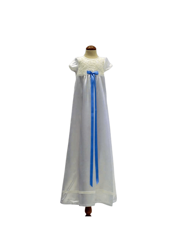 Baptism gown with short sleeve and lace. 10 choices of  bow - Grace of Sweden