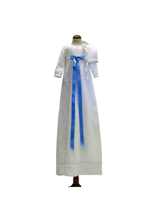 Christening gown - Grace of Sweden - White with long sleeve and bonnet. 10 bows options
