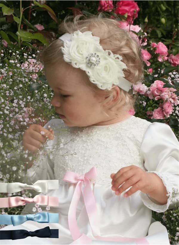 Christening gown with long sleeve and fee choice of color of bow, Grace of Sweden Ma.la