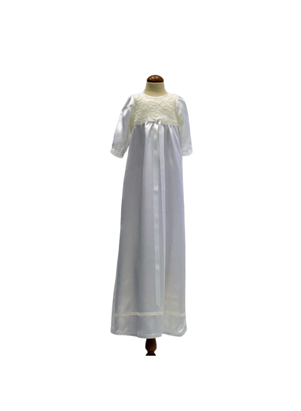 Christening gown with long sleeve and fee choice of color of bow, Grace of Sweden Ma.la