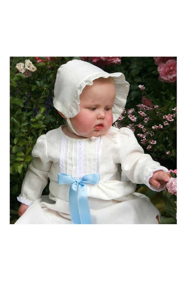 Dopklänning och dophätta, rosa rosett. Grace of Sweden, Antik look