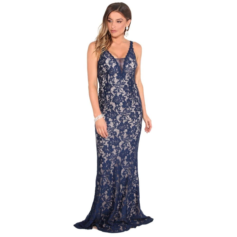 Krisp Kvinnor/Damer spetsar Fishtail Maxiklänning