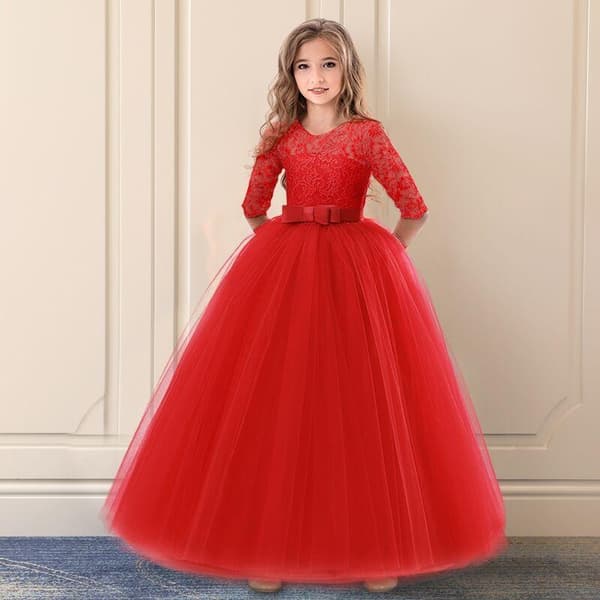 Prinsess Klänning Födelsedagsklänning Röd Elegant