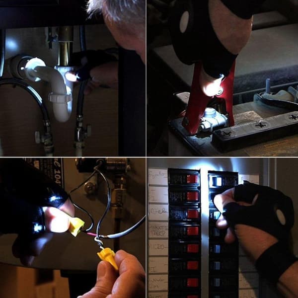 Handske med lampe - belysning på tommelfinger/pegefinger