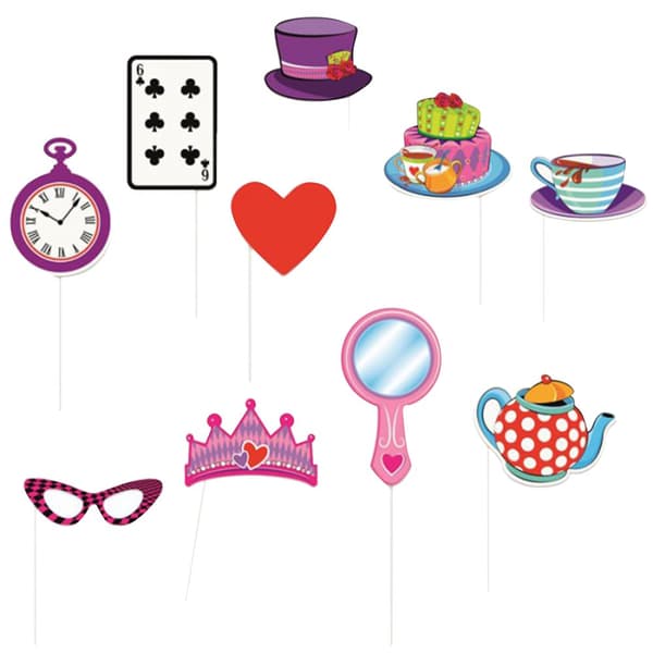 Unique Party Birthday Tea Party Photo Booth Props (Pack Of 10) Multicoloured One Size