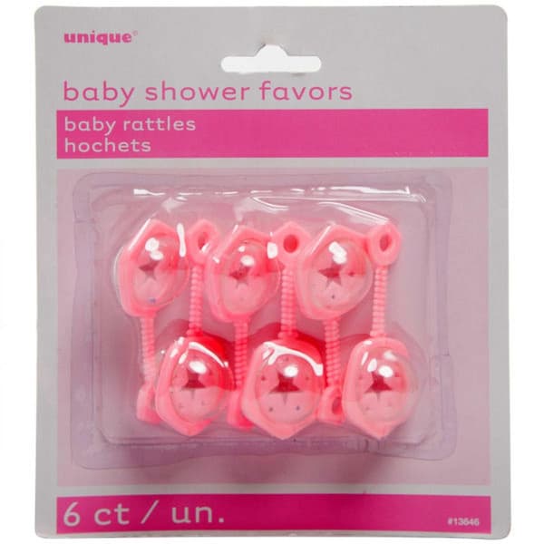 Unique Party Baby Shower Rattles Favors (Pack of 6)