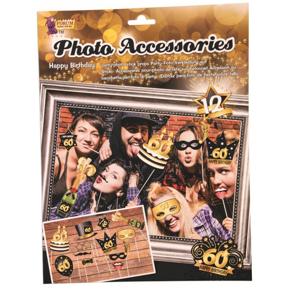 Bristol Novelty 60th Birthday Fototillbehör 12 stycken pinne rekvisita set