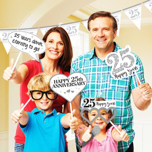 Amscan Silver Anniversary Photo Props Kit Silver One Size