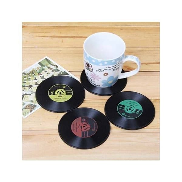 2-pack underlägg i retrostil, vinylskiva