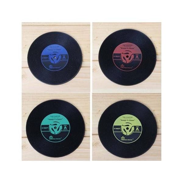 2-pack underlägg i retrostil, vinylskiva
