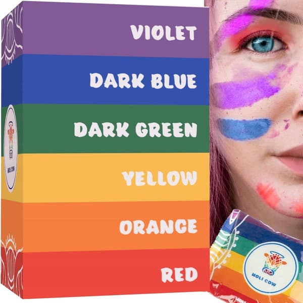Holi pulver - Sett med 6 farger