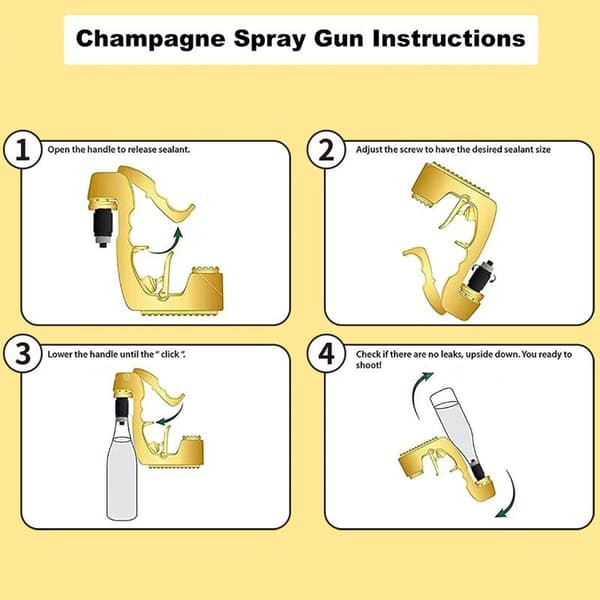 guld modell, fest champagnepistol, champagne spruta, kreativ vinpropp, ölpistol