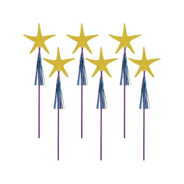 Amscan Mermaid Wishes Glitter Magic Wand (Pack of 6) Gold/Violet/Blue One Size