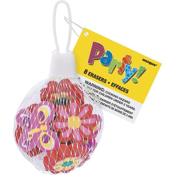 Unique Party Assorted Designs Eraser (Pack of 8)