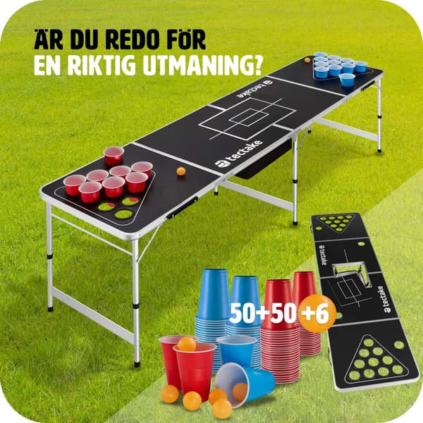 Beerpong bord Beer Ball Blitz - hopfällbar och höjdjusterbar - svart