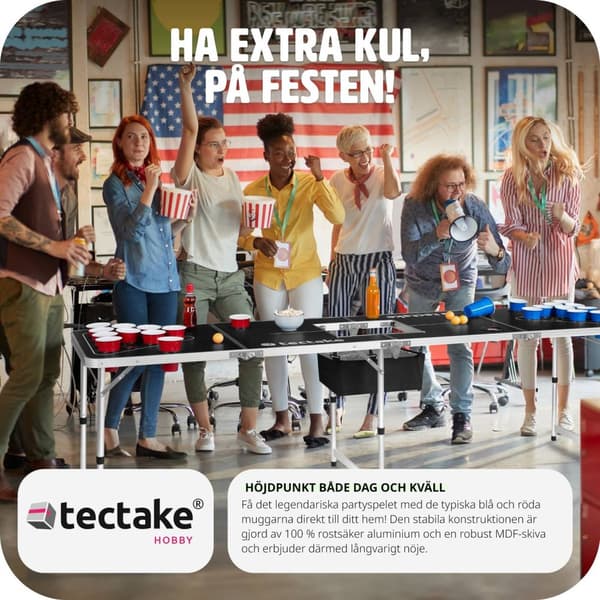 Beerpong bord Beer Ball Blitz - hopfällbar och höjdjusterbar - svart
