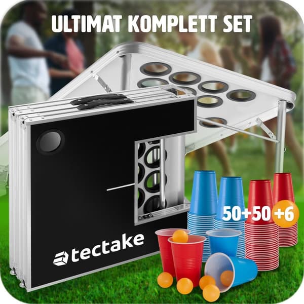 Beerpong bord Beer Ball Blitz - hopfällbar och höjdjusterbar - svart