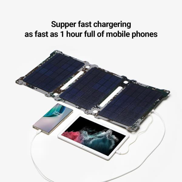 Solcellepanel, bærbar, 2-port USB-opladning