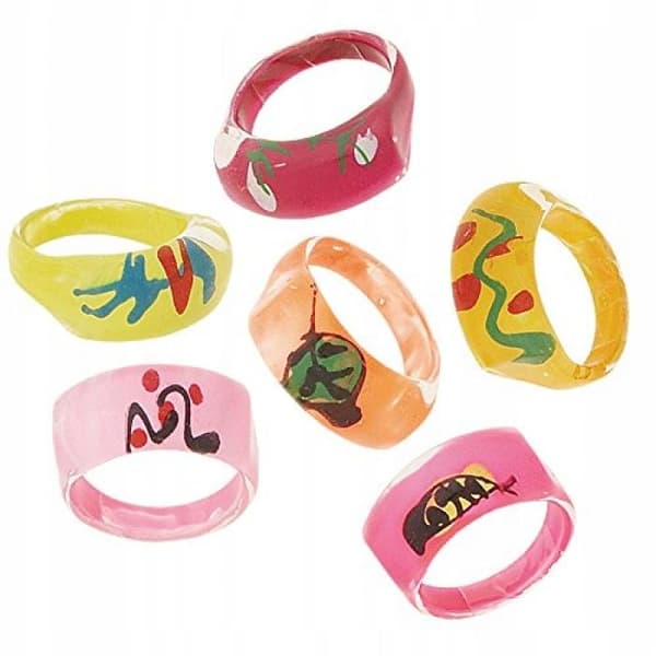 Unique Party Plastic Ring (Pack of 6) Multicoloured One Size