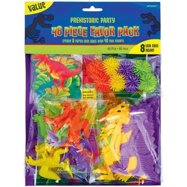 Amscan Dinosaur Party Favours Set (Pack of 48) Multicoloured One Size