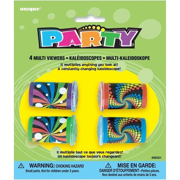 Unique Party Swirl Kaleidoscope Party Favours (Pack of 4) Multicoloured One Size