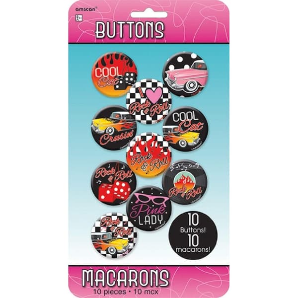 Amscan I Love Rock And Roll Classic 50s Party Badge (Pack of 10) Multicoloured One Size